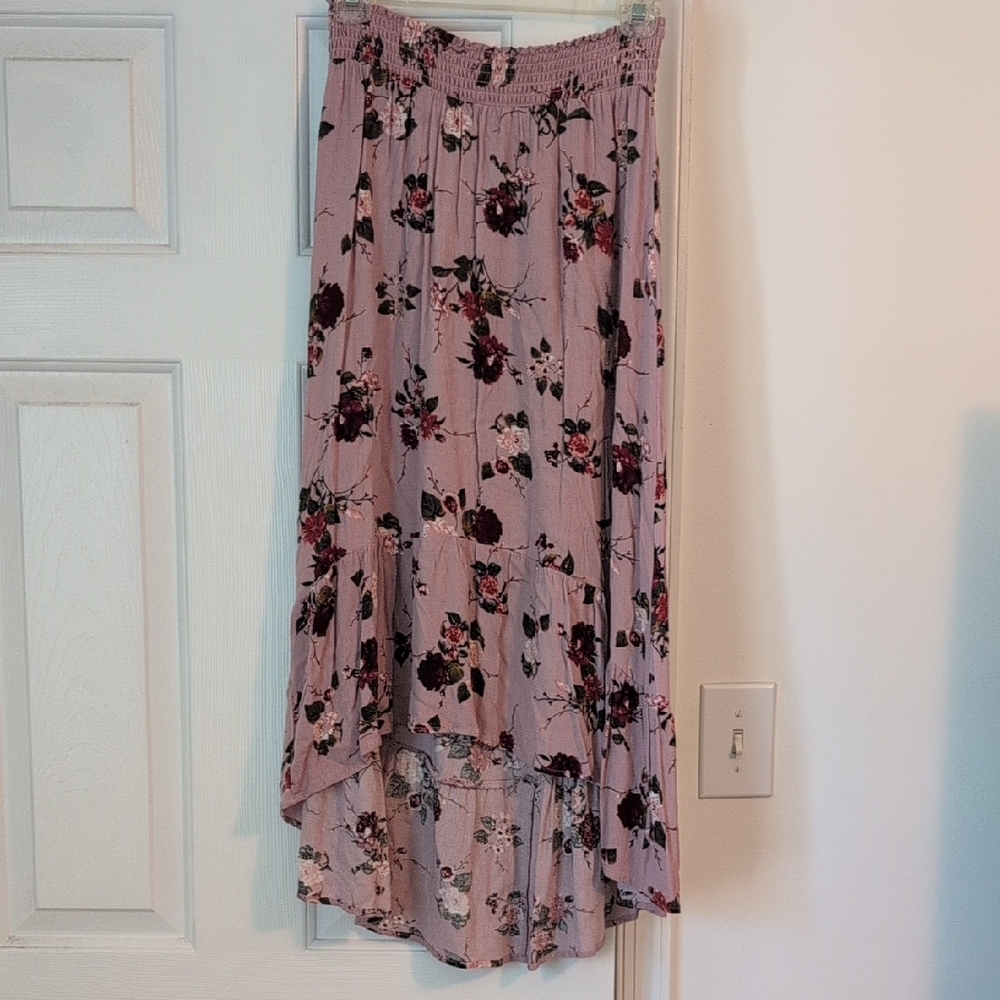 Floral High Low Skirt